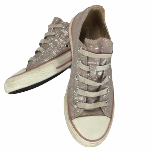 Converse Low Tops, Pink, Silver, Size 2 - Picture 7 of 8